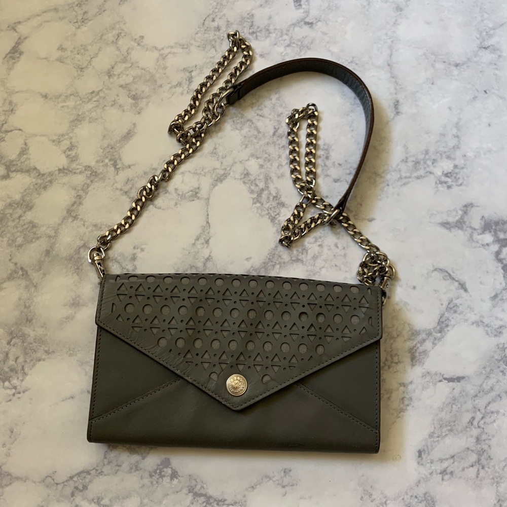 Rebecca Minkoff gray wallet clutch chain strap